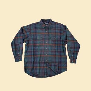 Polo Ralph Lauren 90s mens plaid button down, vintage purple/blue casual shirt
